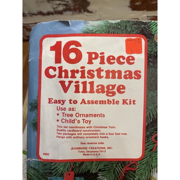 VTG 16 Piece Set Tree Ornaments Christmas Village Jeanmarie Creations Complete - Picture 2 of 8